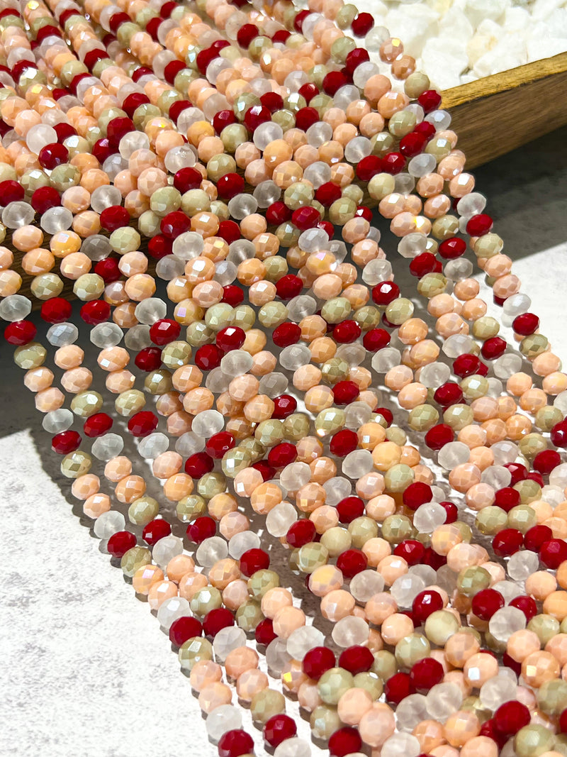 6x8mm Multicolor Faceted Glass Rondelle Beads | Faceted Glass | Multicolor | DIY Jewelry Designs | 15 inch Strands | 62 pcs