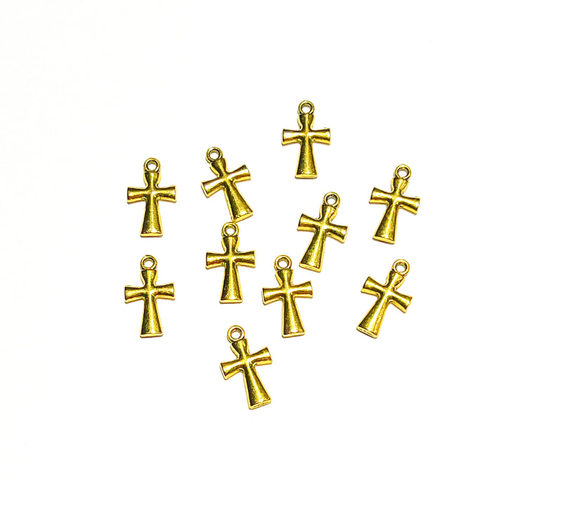 Cross Charm Pendants | Tiny Religious Cross Charms | Gold and Silver | Bulk | 10 pieces or Bulk | DIY Jewelry Designs