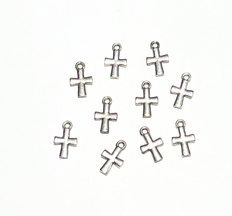 Cross Charm Pendants | Tiny Religious Cross Charms | Gold and Silver | Bulk | 10 pieces or Bulk | DIY Jewelry Designs