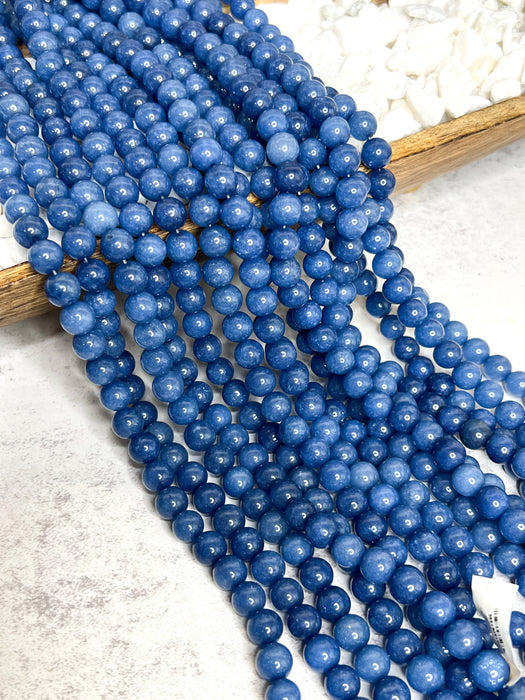 10mm Smooth Denim Jade | Stone Beads | Jade Round Beads for Jewelry Making | DIY Bracelets |15.5" Strand Approx. 38 Beads per strand