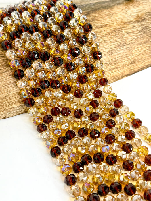 10mm Faceted Glass Crystal Beads – 13” Strand – Multiple Color Mix Variants