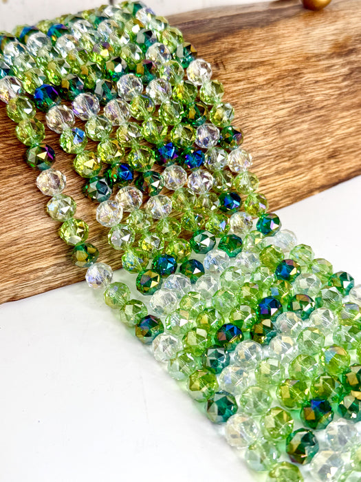 10mm Faceted Glass Crystal Beads – 13” Strand – Multiple Color Mix Variants