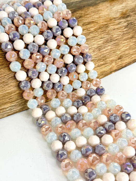 10mm Faceted Glass Crystal Beads – 13” Strand – Multiple Color Mix Variants