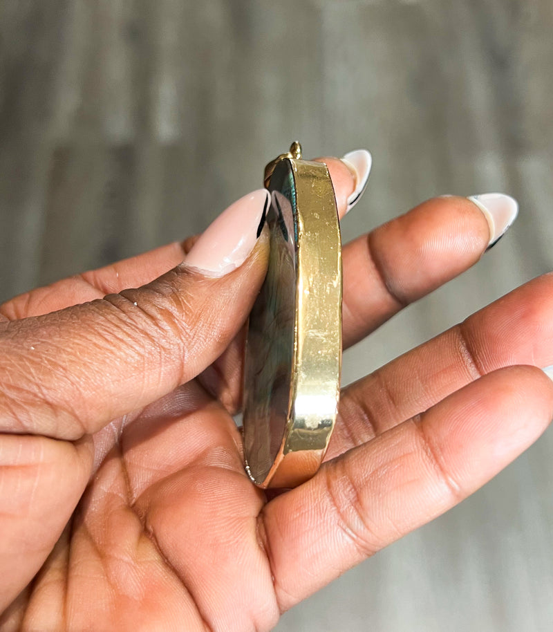 Large Soldered Ocean Agate Pendant | 41x60mm Ocean Agate Pendant | Soldered Pendant with 18K Gold Plated Bail | DIY Jewelry Designs