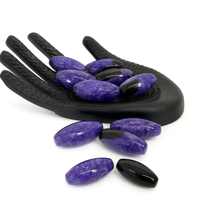 18x40mm Agate Gemstone Focal Beads – Polished Oval Gemstone Centerpieces - One Bead