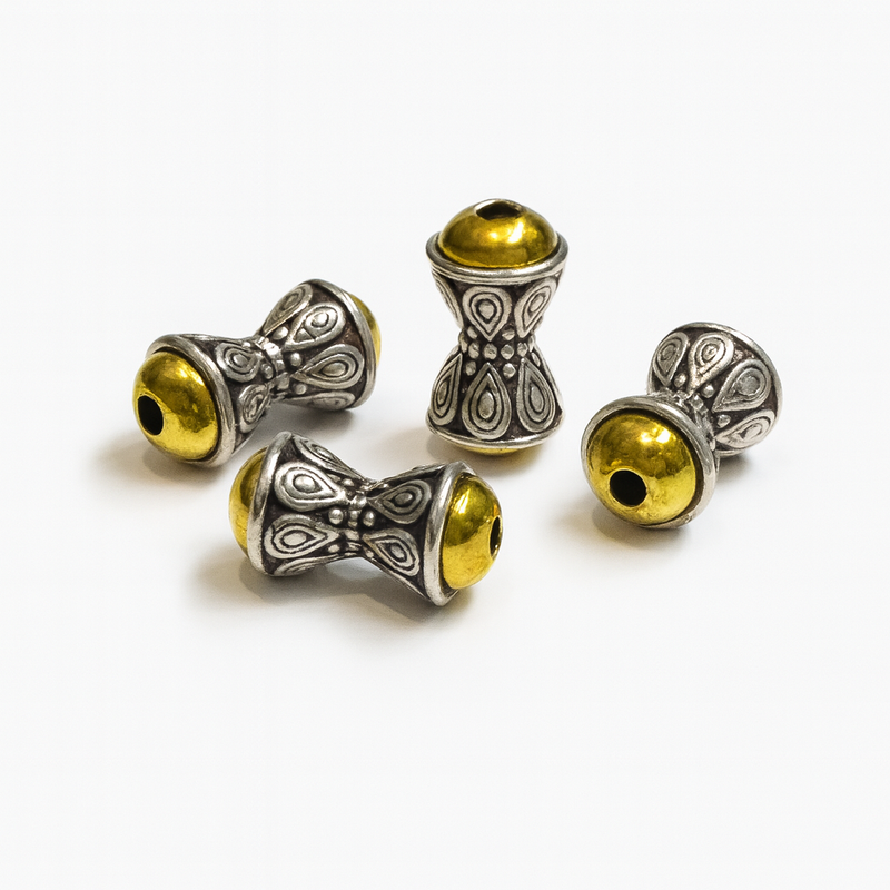 Gold & Silver Etched Metal Beads – Tibetan-Style Spacer Beads for Jewelry Making (Set of 5) - 8 Styles to Choose From