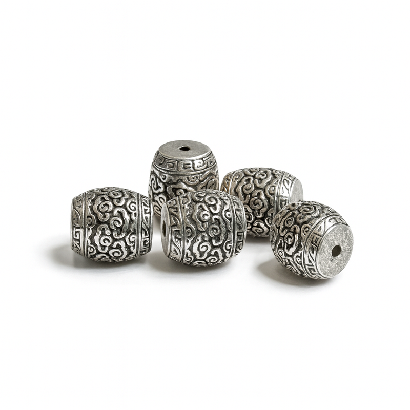 Gold & Silver Etched Metal Beads – Tibetan-Style Spacer Beads for Jewelry Making (Set of 5) - 8 Styles to Choose From