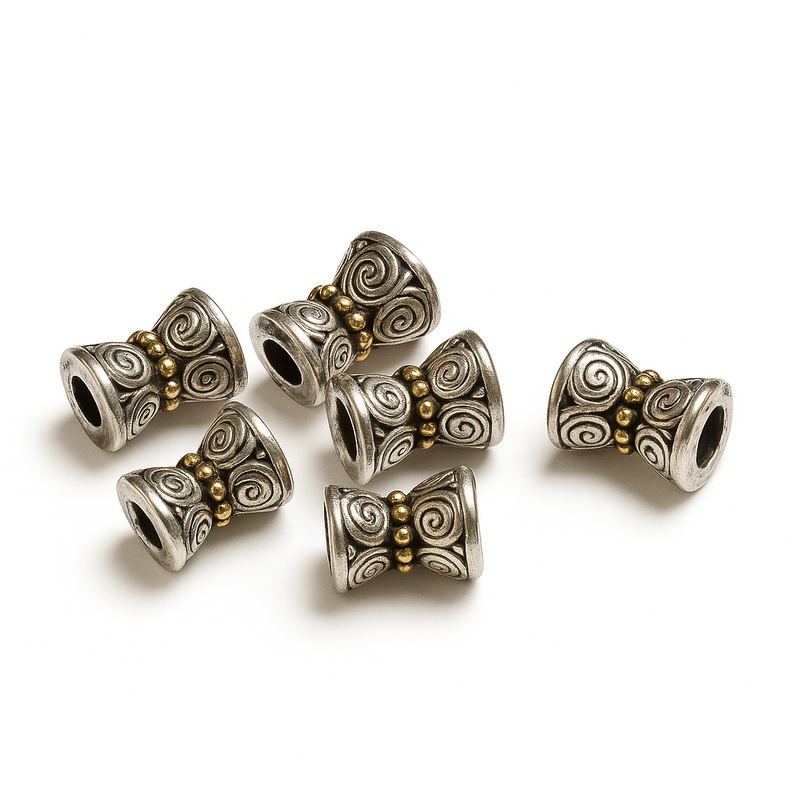 Gold & Silver Etched Metal Beads – Tibetan-Style Spacer Beads for Jewelry Making (Set of 5) - 8 Styles to Choose From