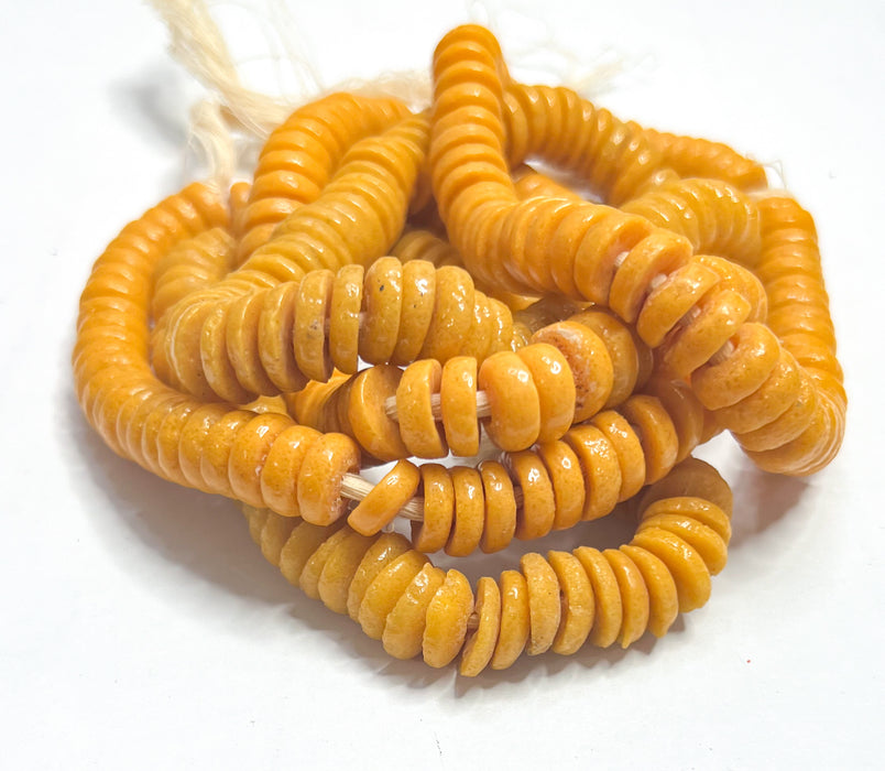 African Glass Spacer Disc Beads | Krobo glass spacer beads | Mustard Color | DIY Jewelry Designs