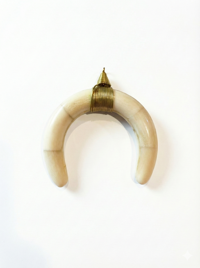 Carved Horn Pendants – Boho Tribal Crescent Focal Pendants– Gold-Tip & Wrapped Styles
