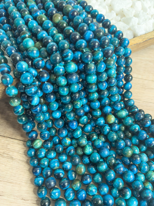 Smooth Turquoise Blue Tigers Eye | Tigers Eye Gemstone Beads | 6mm & 10mm | Healing Properties | DIY Jewelry Making