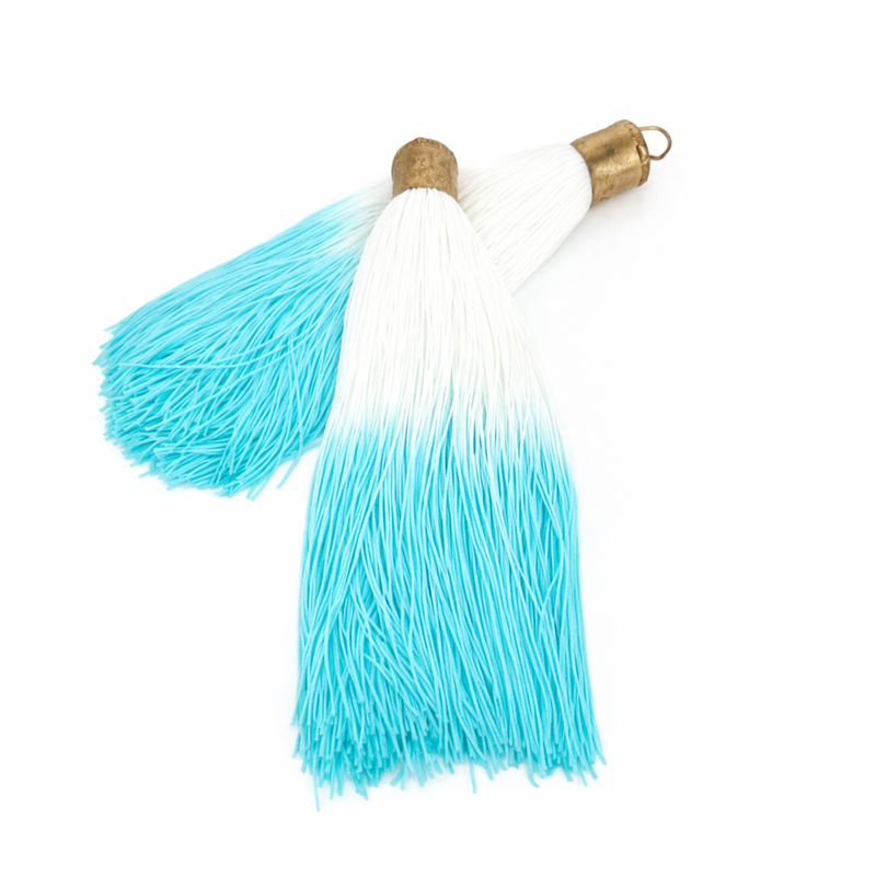 9 Inch Long Silk Tassels with Textured Brass Caps – Vibrant Jewelry Making Components for Statement Necklaces, Earrings & DIY Designs - 24 Colors