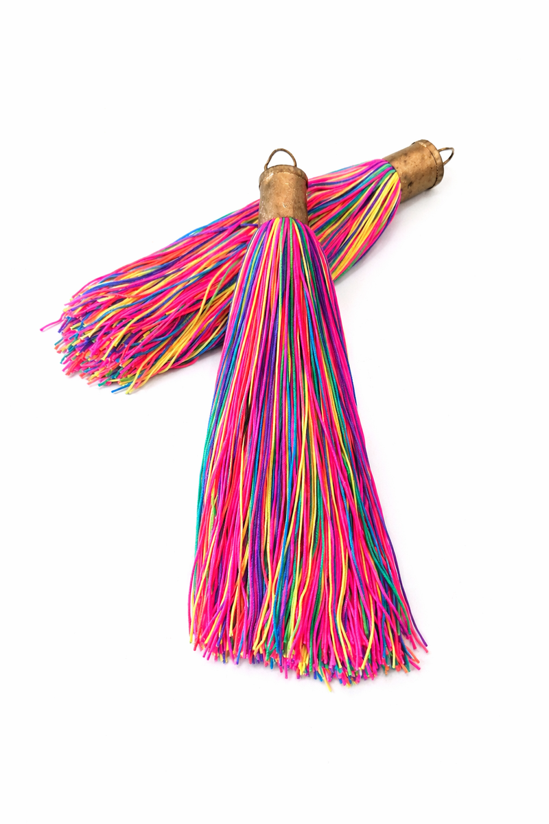 9 Inch Long Silk Tassels with Textured Brass Caps – Vibrant Jewelry Making Components for Statement Necklaces, Earrings & DIY Designs - 24 Colors