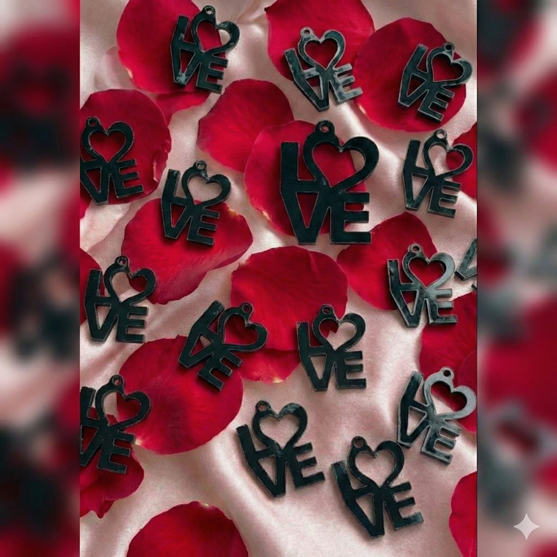 38mm Love Acrylic Charms | Valentines Day Charms | Red Acrylic Charms | Love Charms | DIY Jewelry Designs | 8 pieces | Choose from 3 Colors