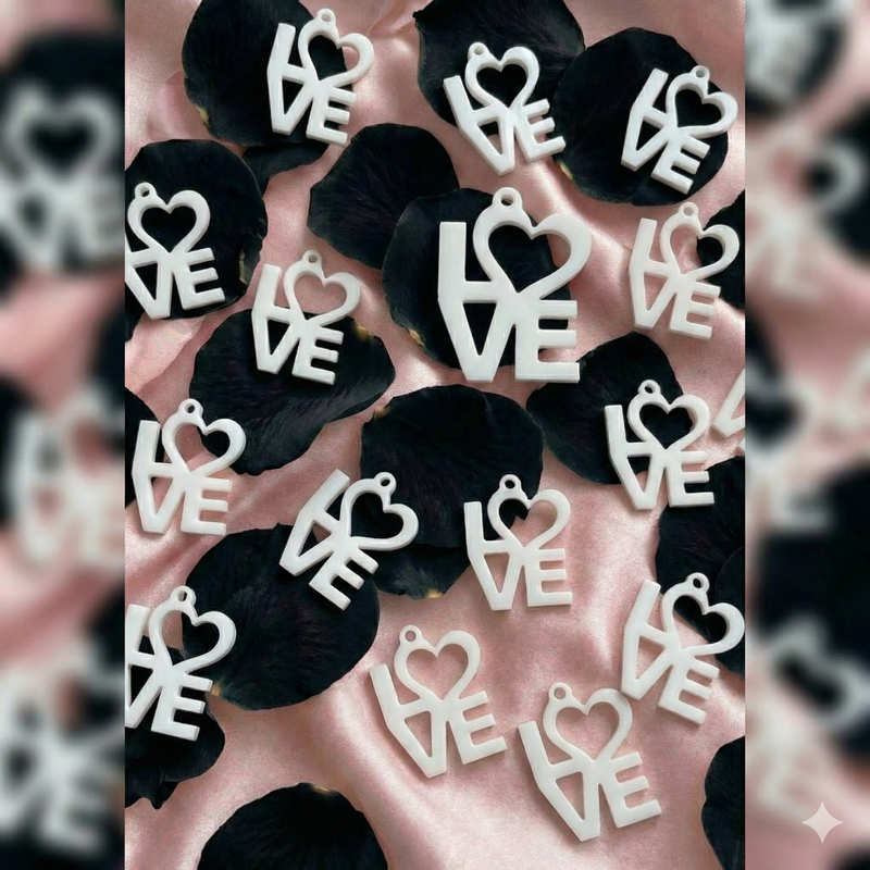 38mm Love Acrylic Charms | Valentines Day Charms | Red Acrylic Charms | Love Charms | DIY Jewelry Designs | 8 pieces | Choose from 3 Colors