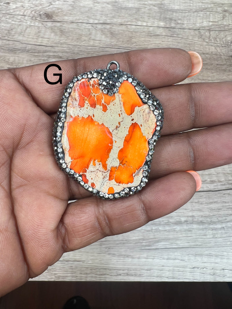 50-56mm Stunning Imperial Sea Sediment Jasper | Gemstone Pendants | Bright Colors | Natural Stone Pendant/Charm |  Crystal Bezel
