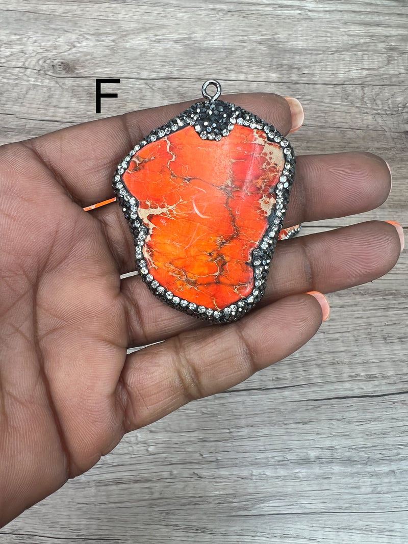 50-56mm Stunning Imperial Sea Sediment Jasper | Gemstone Pendants | Bright Colors | Natural Stone Pendant/Charm |  Crystal Bezel