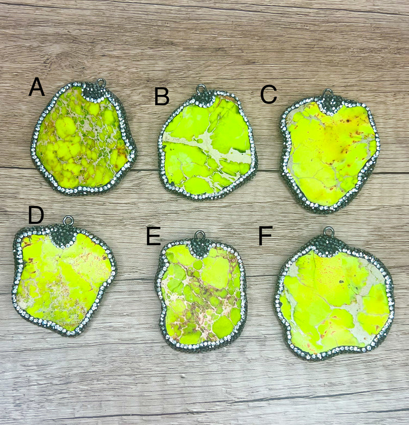 50-56mm Stunning Imperial Sea Sediment Jasper | Gemstone Pendants | Bright Colors | Natural Stone Pendant/Charm |  Crystal Bezel