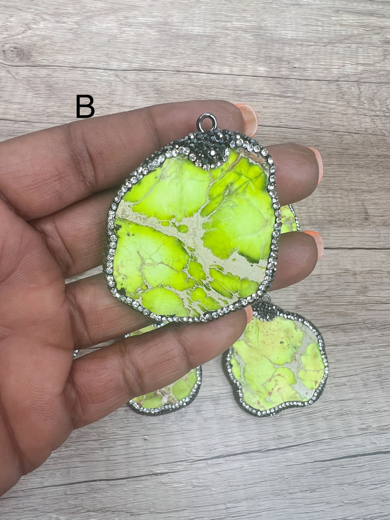 50-56mm Stunning Imperial Sea Sediment Jasper | Gemstone Pendants | Bright Colors | Natural Stone Pendant/Charm |  Crystal Bezel