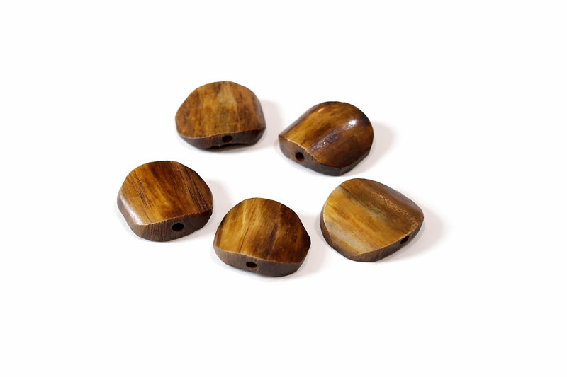 African Batik Bone Beads | Flat Hand-Carved Beads | Assorted Colors & Patterns | 20mm+ | 5-Pieces or By the Strand