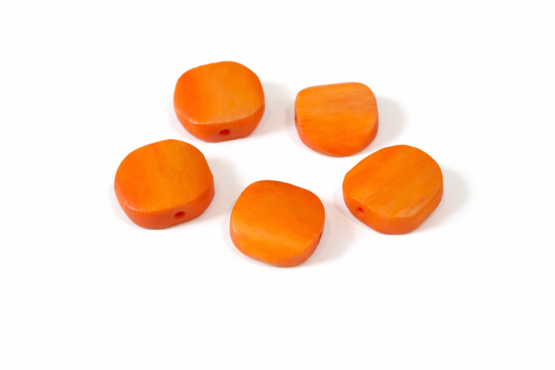 African Batik Bone Beads | Flat Hand-Carved Beads | Assorted Colors & Patterns | 20mm+ | 5-Pieces or By the Strand