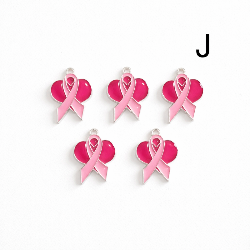 Breast Cancer Awareness Charms | Pink Ribbon, Hope & Butterfly Charms | 19 Styles | Jewelry Making Supplies | 5 Pieces
