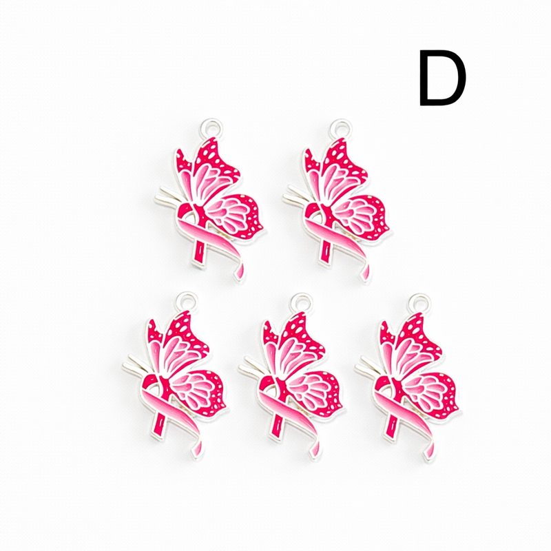 Breast Cancer Awareness Charms | Pink Ribbon, Hope & Butterfly Charms | 19 Styles | Jewelry Making Supplies | 5 Pieces
