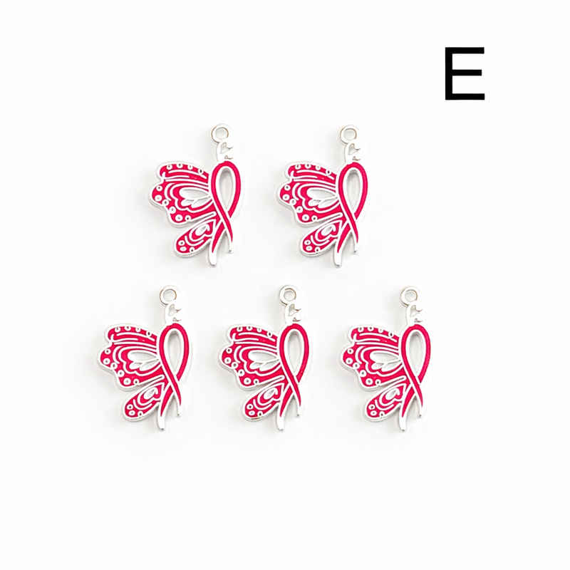 Breast Cancer Awareness Charms | Pink Ribbon, Hope & Butterfly Charms | 19 Styles | Jewelry Making Supplies | 5 Pieces