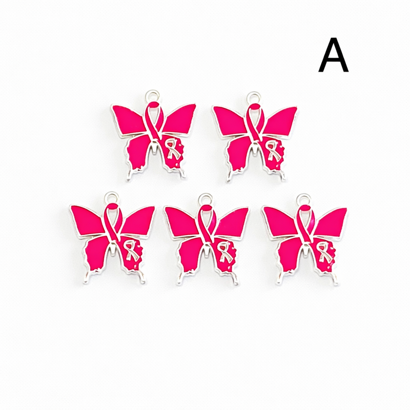 Breast Cancer Awareness Charms | Pink Ribbon, Hope & Butterfly Charms | 19 Styles | Jewelry Making Supplies | 5 Pieces