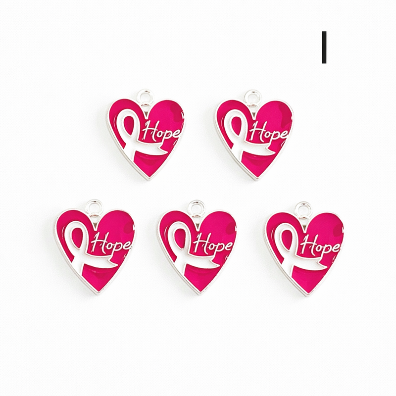 Breast Cancer Awareness Charms | Pink Ribbon, Hope & Butterfly Charms | 19 Styles | Jewelry Making Supplies | 5 Pieces