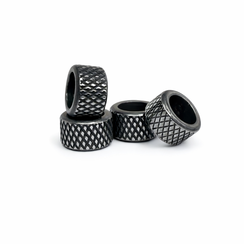 304 Stainless Steel Cross Hatched Metal Rondelle Spacer Beads | 4 Pieces per order | 10mm x 6mm | DIY Jewelry Designs