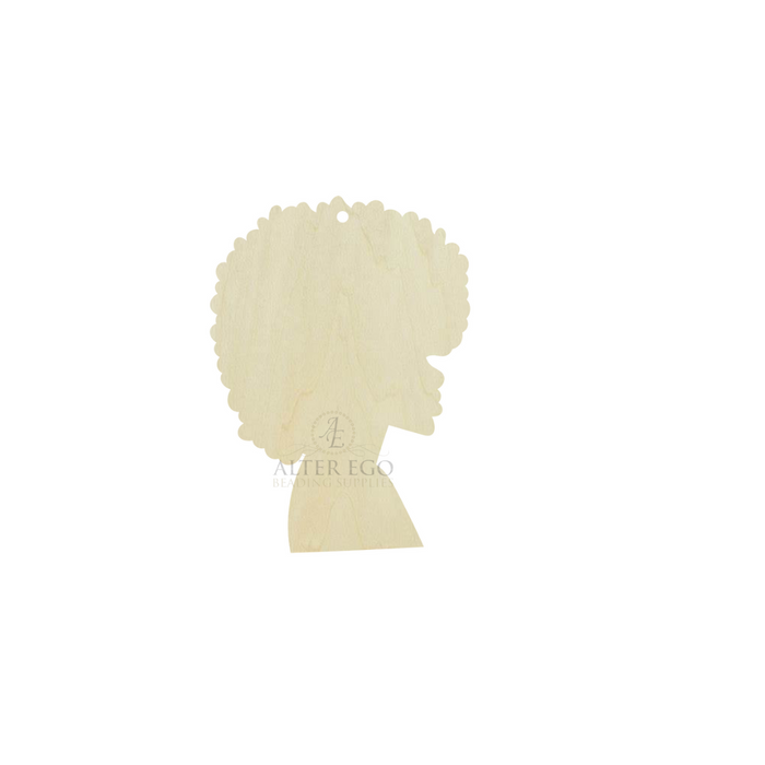 Afro Woman Wood Earring Blanks #3 | 1 pair or 5 pair | BULK | With or without holes | Unfinished Wood Laser Cutout | Circle Round Dangle Earring Jewelry Blanks Shape