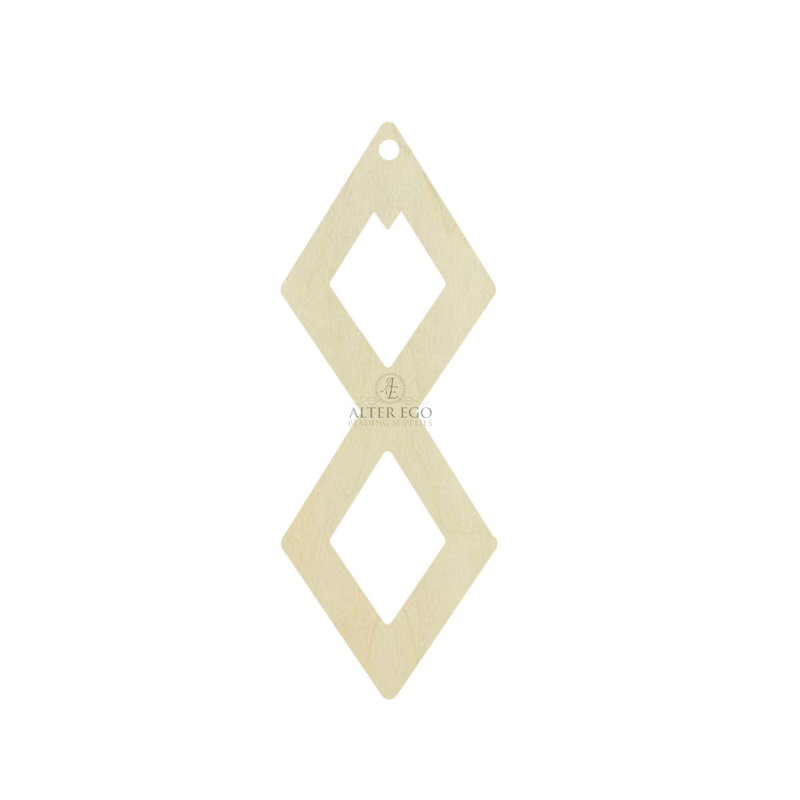 Double Diamond Wood Blank| 1 pair or 5 pair | BULK | With or without holes | Unfinished Wood Laser Cutout | Dangle Earring Jewelry Blanks Shape