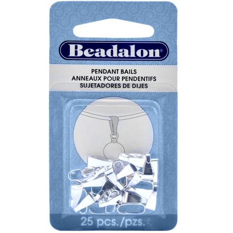 Beadalon Pendant Bail | Gemstone & Crystal Pendants | Silver Bails | (25) pcs | 10mm