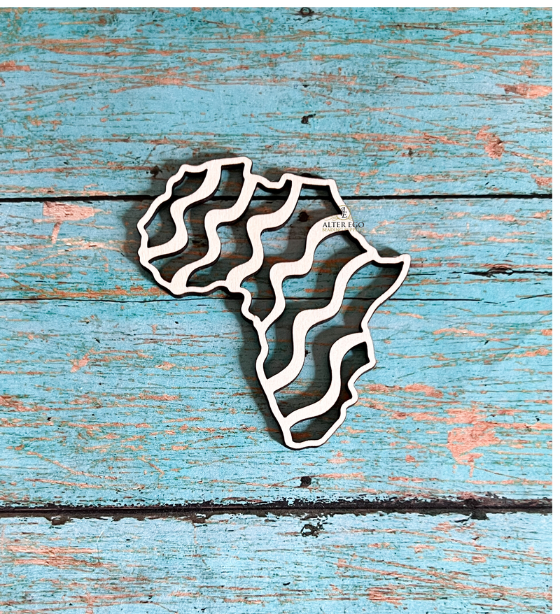 Africa with Wavy Lines Wood Earring Blanks | 1 pair or 5 pair | BULK | With or without holes | Unfinished Wood Laser Cutout | Circle Round Dangle Earring Jewelry Blanks Shape