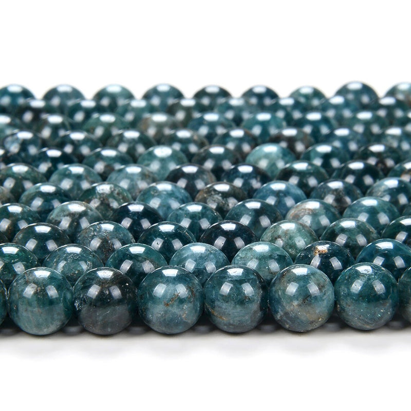 12mm Smooth Natural Apatite Gemstone Beads | Deep Blue Green Gemstone Beads | Smooth | Round | DIY Jewelry Designs | 15.5" Strand