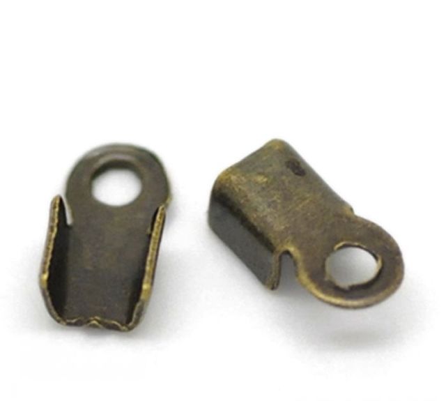 Bronze Fold Over Cord Ends | Cord Crimp End Tips | Fold-Over End Caps | Leather Ribbon Ending Clasp Tips | Jewelry Connector for Jewelry Making | 5x8mm (10) pcs