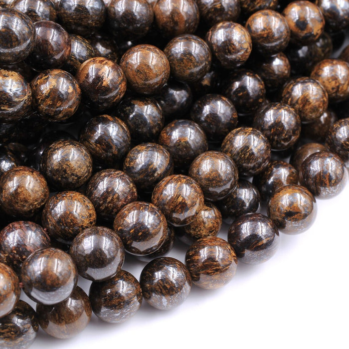 12mm Smooth Bronzite Gemstone Beads – 15” Strand for Jewelry Making - Smooth Bronzite