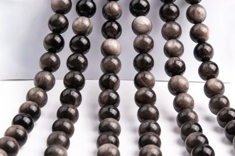 12mm Smooth Genuine Obsidian Gemstone Beads | Silver Obsidian | Gold Obsidian | DIY Jewelry Designs | 15" Strand