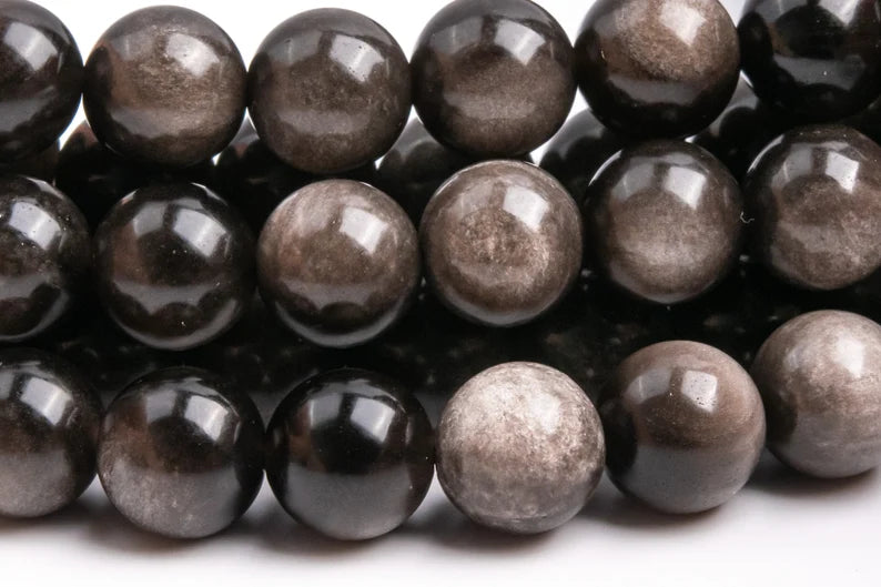 12mm Smooth Genuine Obsidian Gemstone Beads | Silver Obsidian | Gold Obsidian | DIY Jewelry Designs | 15" Strand