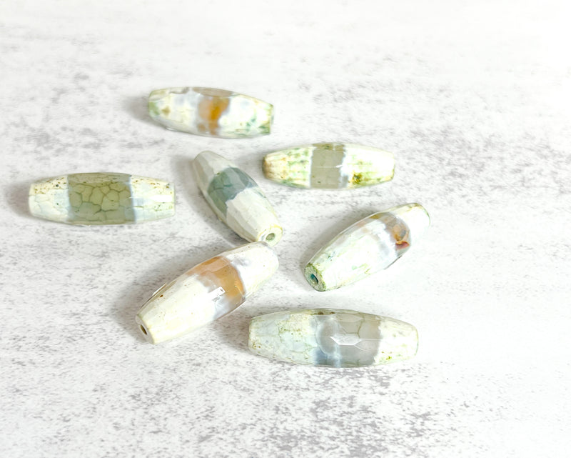 40mm Fire Aate Gemstone Bead | 12x40mm Barrel Shape Bead | Beautiful Multicolor Bead | DIY Jewelry |1 Piece