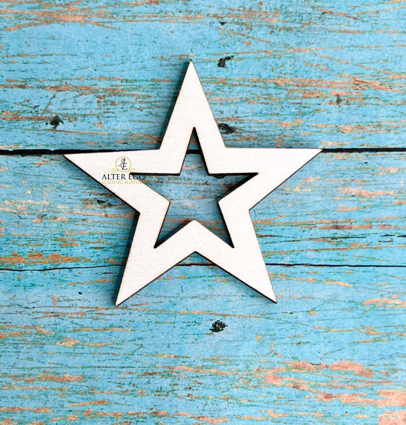 Hollow  Wood Star | 1 pair or 5 pair | BULK | With or without holes | Unfinished Wood Laser Cutout | Dangle Earring Jewelry Blanks Shape