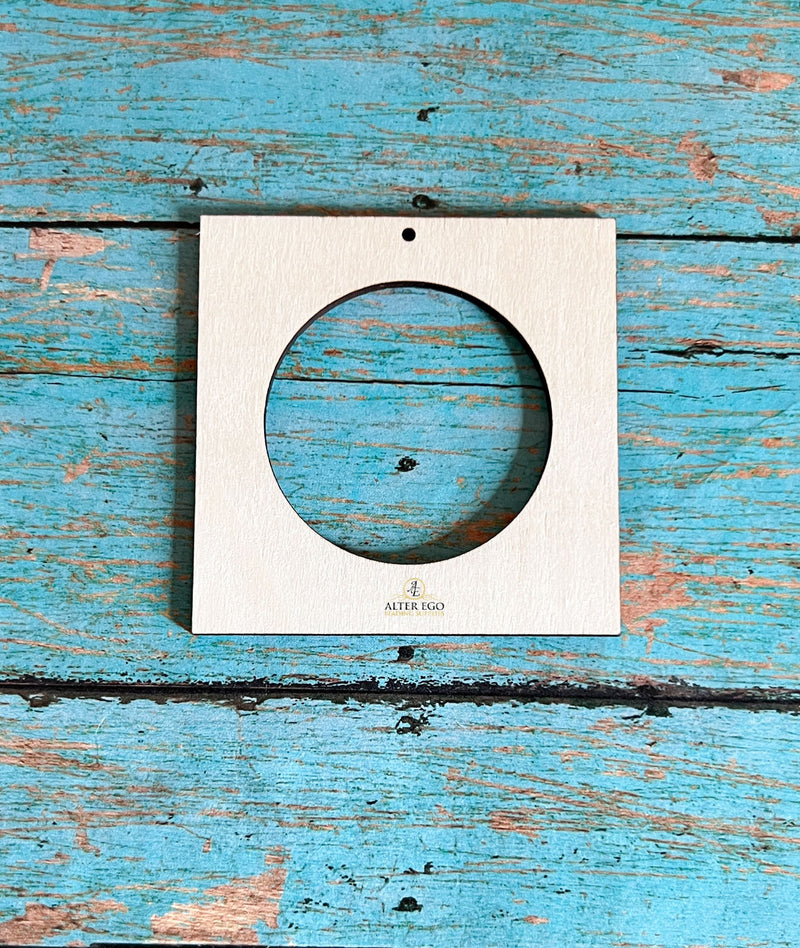 Square with Hollow Circle Wood Blanks | 1 pair or 5 pair | BULK | With or without holes | Unfinished Wood Laser Cutout | Dangle Earring Jewelry Blanks Shape