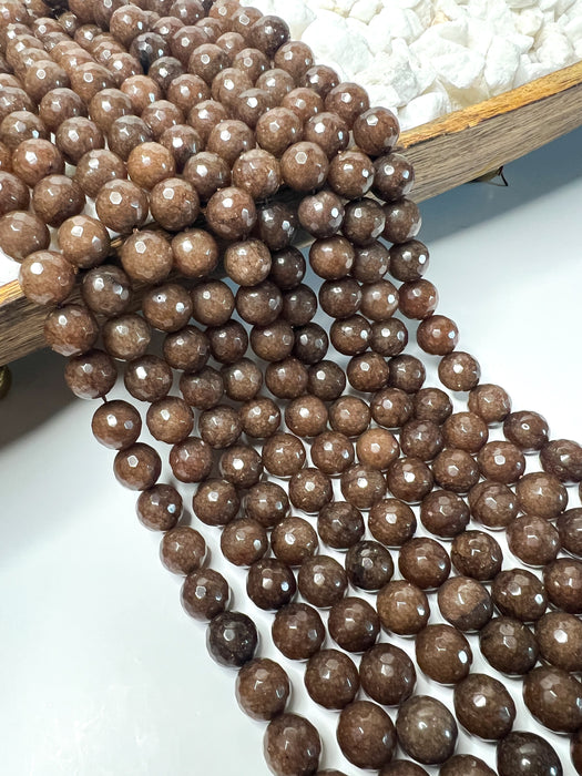 12mm Faceted Jade | Faceted Brown Jade | Faceted Jade Gemstone Beads | DIY Bracelets |15.5" Strand Approx. 32 Beads per strand