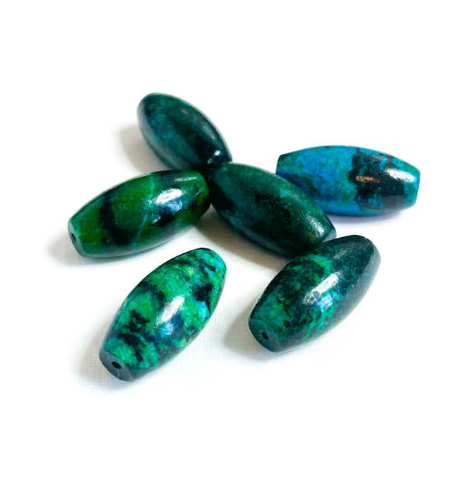 15x30mm Chrysocolla Gemstone Focal Beads | Natural Chrysocolla Stone Beads | 1 piece