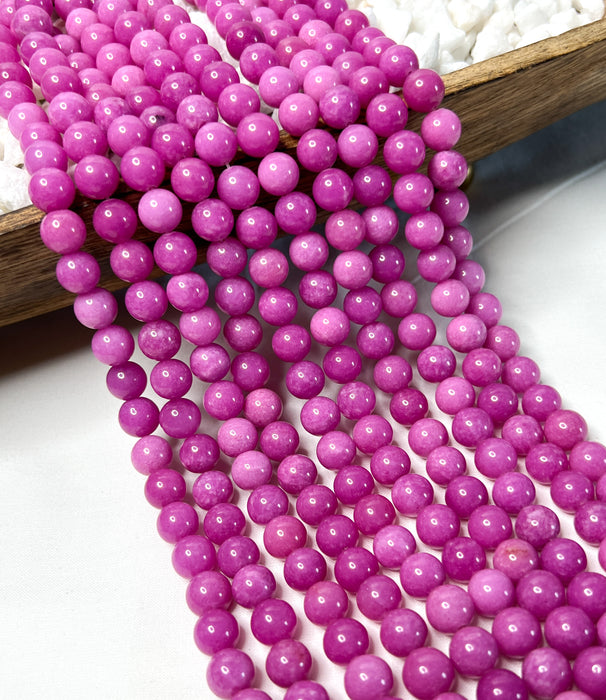 10mm Smooth Jade Gemstone Beads | Deep Rose Color | Smooth Jade | DIY Jewelry Designs |38 beads per strand