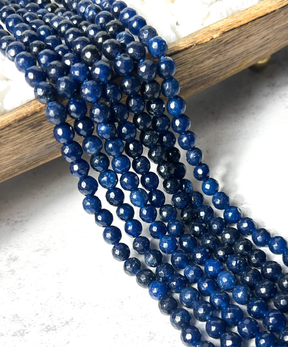 8mm Faceted Blue Agate Gemstone Beads | Stone Faceted Beads | Agate Round Beads for Jewelry Making | DIY Bracelets |15.5" Strand Approx. 50 Beads per strand