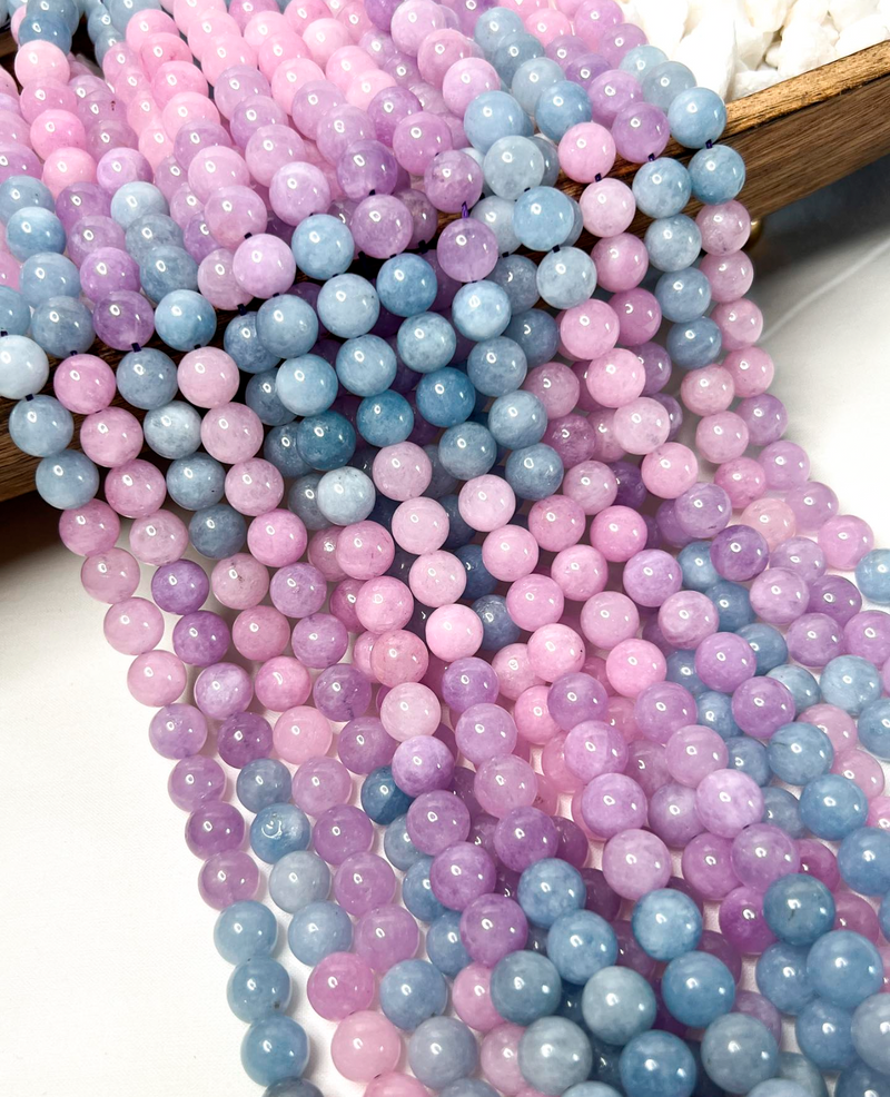 10mm Smooth Natural Optimized Purple Morganite | Multicolor Morganite | Natural Stone Beads for Jewelry Making | 38 beads per strand