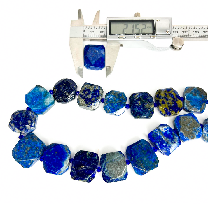 20mm Faceted Lapis Lazuli Beads | Flat Side Drilled | Blue Focal Beads | Healing Stone | 1 piece