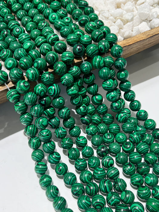 12mm Smooth Round Malachite Beads | Malachite | Green and Black Swirl | 15" Strand || DIY Jewelry Designs